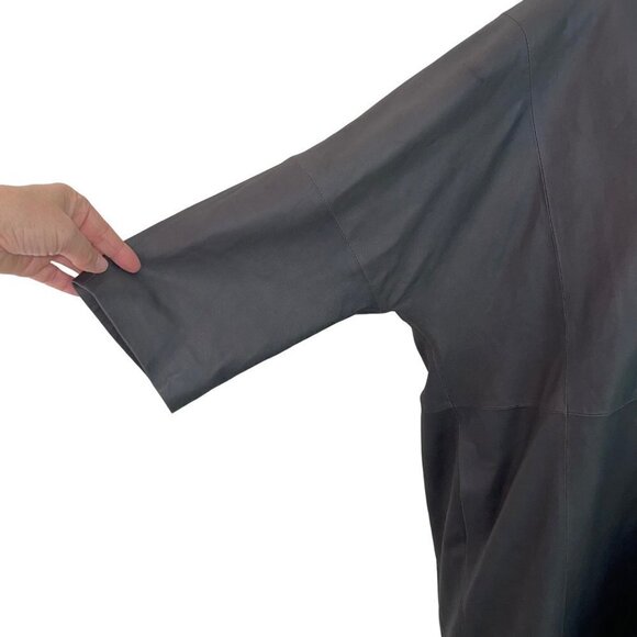 Vince Womens Jacket Size Small Gray Goat Leather Open Front Lined - Picture 13 of 15